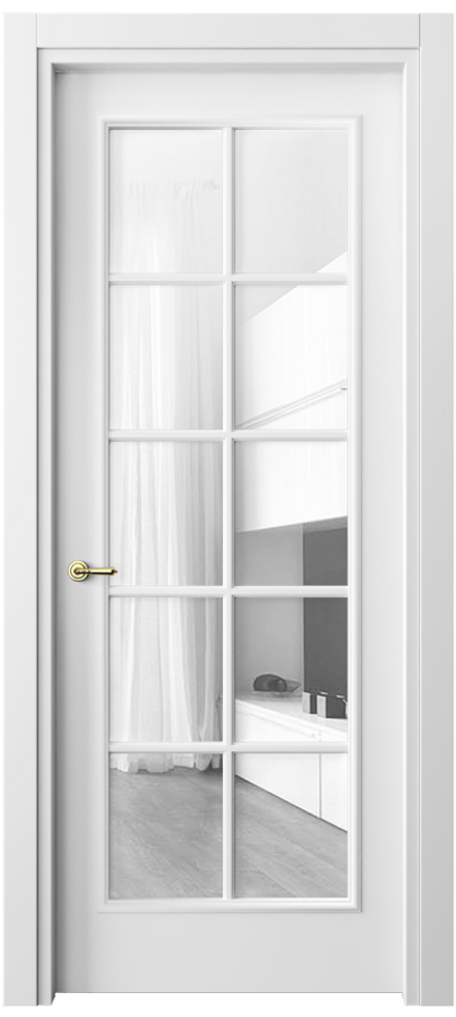 Межкомнатная дверь Paris 8102 Матовый белоснежный Прозрачное стекло Цена 72399 ₽| Volhovec