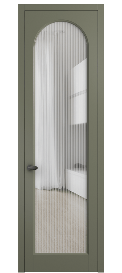 Межкомнатная дверь Palazzo 6804 Матовый оливковый тёмный Рифлёное стекло "Moru", триплекс Цена 99169 ₽ | Volhovec