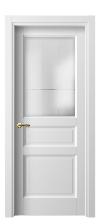 Межкомнатная дверь Galant 1432 Белый шёлк Сатинированное стекло с гравировкой "Лофт" Цена 35199 ₽ | Volhovec