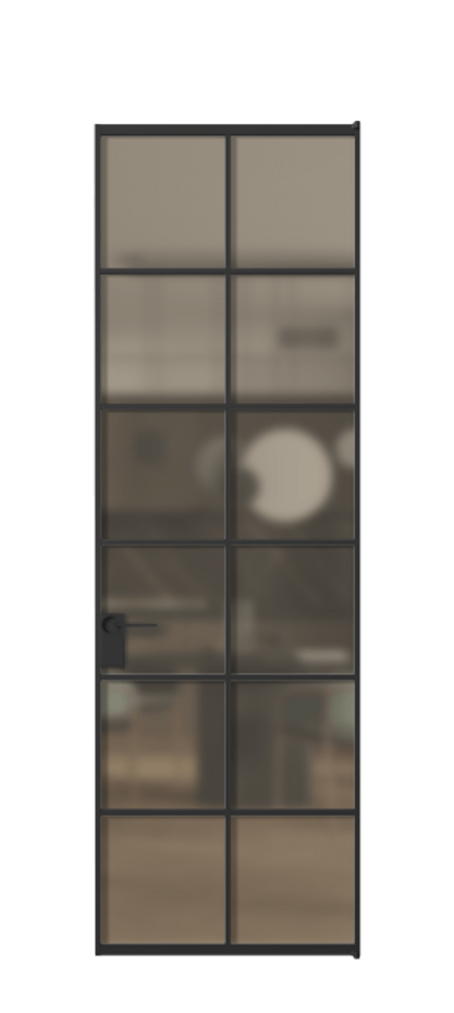 Алюминиевая дверь АЛПЛ040.05 Алюминий Черный Сатинированное бронзовое стекло, триплекс Цена 136090  | Volhovec