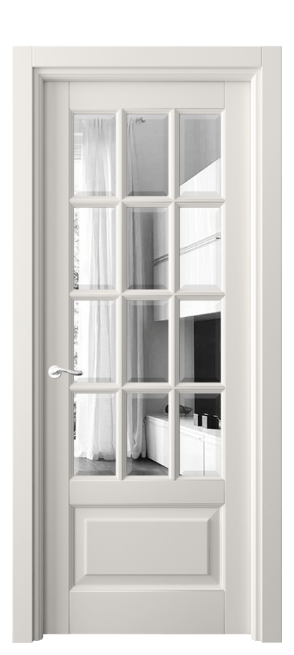 Межкомнатная дверь Lignum 0728 Бук пудровый белый Двустороннее зеркало с фацетом, триплекс Цена 117799 ₽ | Volhovec