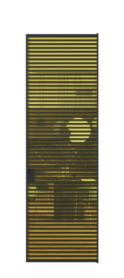 Алюминиевая дверь АЛПЛ040.07 Алюминий Черный Прозрачное жёлтое стекло, триплекс Цена 221770  | Volhovec