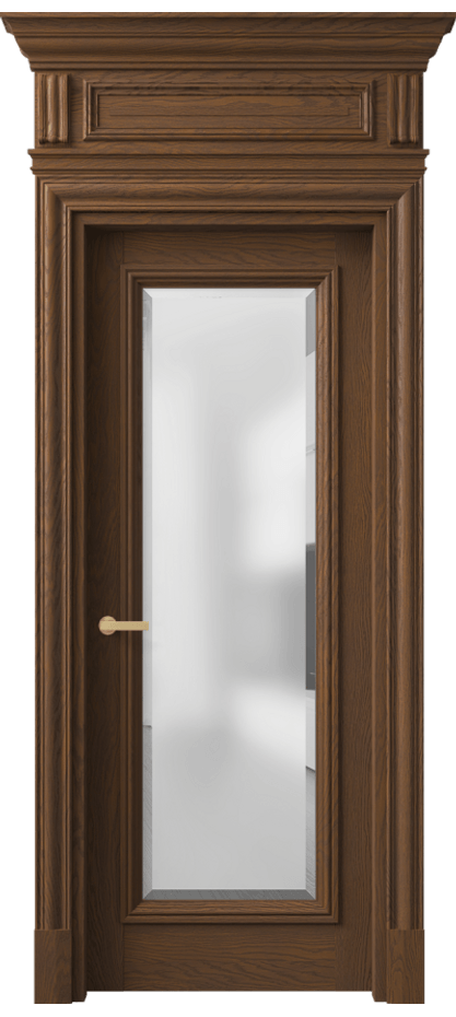 Межкомнатная дверь Antique 7300 Дуб каштановый матовый Сатинированное стекло с фацетом Цена 251069 ₽ | Volhovec