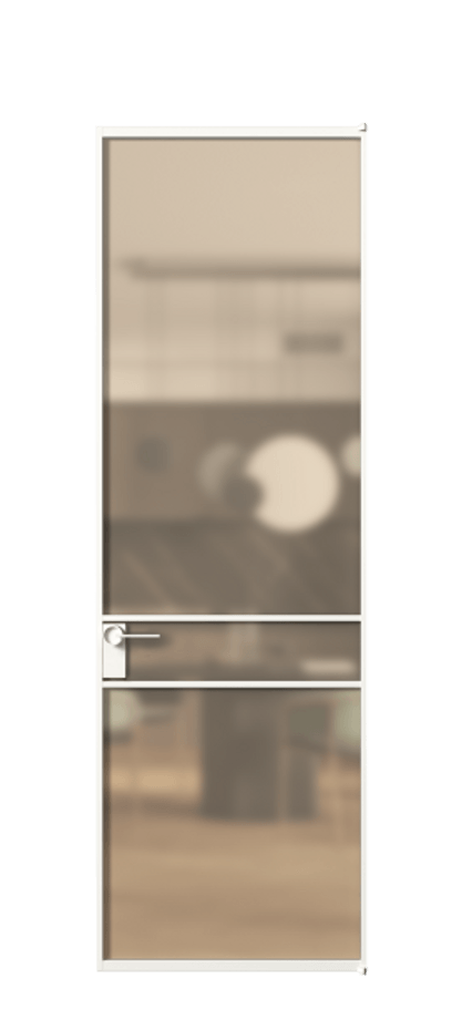 Алюминиевая дверь АЛПЛ040.02 Алюминий Белый Сатинированное оранжевое стекло, триплекс Цена 138970  | Volhovec