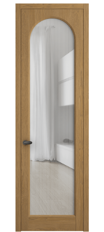 Межкомнатная дверь Palazzo 6804 Дуб солнечный матовый Рифлёное стекло "Moru", триплекс Цена 147609 ₽ | Volhovec