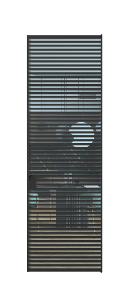 Алюминиевая дверь АЛПЛ040.07 Алюминий Черный Прозрачное голубое стекло, триплекс Цена 221770  | Volhovec