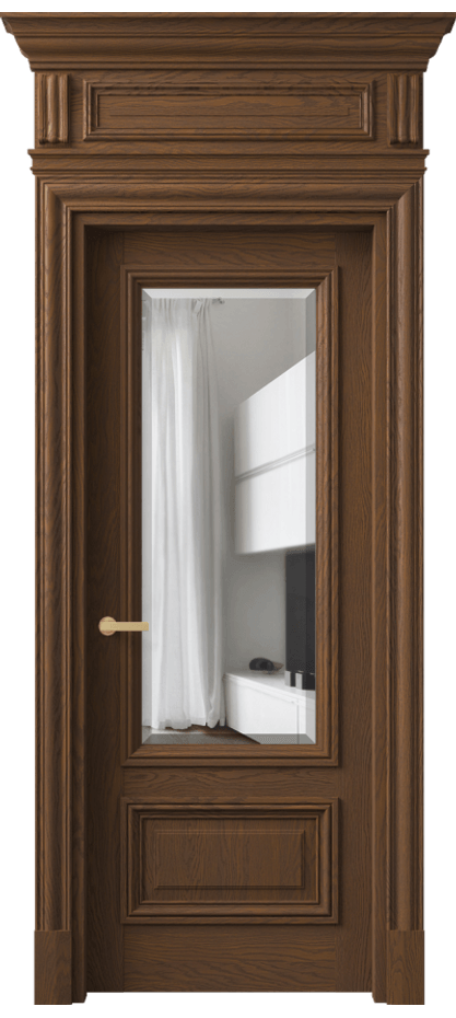 Межкомнатная дверь Antique 7306 Дуб каштановый матовый Прозрачное стекло с фацетом Цена 251069 ₽ | Volhovec