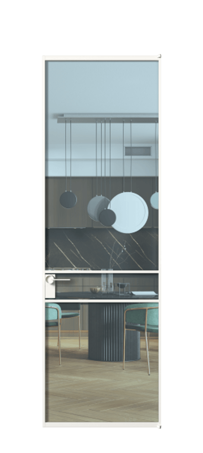 Алюминиевая дверь АЛПЛ040.02 Алюминий Белый Прозрачное голубое стекло, триплекс Цена 138970  | Volhovec