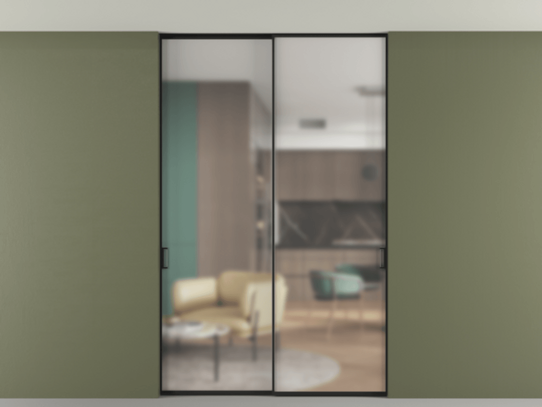 Перегородка Formato внутри проёма двустворчатая со скрытым креплением в потолок АЛПР 040.01 Алюминий Черный Сатинированное стекло "Matelux Crystal Vision", калёное, матовое, каленое 6 мм. Скрытый короб ЧЕР Цена 270600 ₽ 1. Полотно 2 шт. (800/2100 мм)
2. Комплект установки раздвижной системы
3. Базовый комплект фурнитуры
4. Ручка RONDO. Фабрика дверей Волховец 8 (800) 551 43 19 Перегородка Formato внутри проёма двустворчатая со скрытым креплением в потолок АЛПР 040.01 Алюминий Черный Сатинированное стекло "Matelux Crystal Vision", калёное, матовое, каленое 6 мм Цена 270600 ₽ | Volhovec