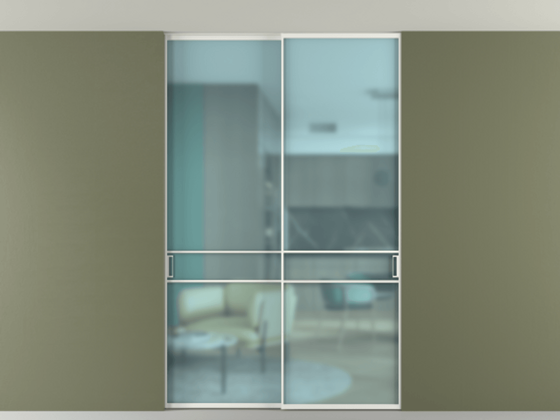 Перегородка Формато внутри проёма скрытое крепление в потолок 2 створки АЛПР 040.02 Алюминий светло-серый Сатинированное голубое стекло, триплекс. Цена 256476 ₽ 1. Полотно 2 шт. (800/2100 мм)
2. Комплект установки раздвижной системы
3. Базовый комплект фурнитуры
4. Ручка Рондо. Фабрика дверей Волховец 8 (800) 551 43 19 Перегородка Формато внутри проёма скрытое крепление в потолок 2 створки АЛПР 040.02 Алюминий светло-серый Сатинированное голубое стекло, триплекс Цена 256476 ₽ | Volhovec