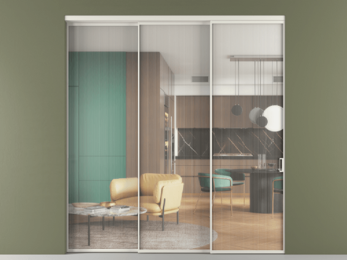 Перегородка Formato внутри проёма телескопик синхро 2 АЛПР 040.01 Алюминий Белый Рифлёное стекло "Moru", триплекс. Скрытый короб БЕЛ Цена 359500 ₽ 1. Полотно 3 шт. (800/2100 мм)
2. Комплект установки раздвижной системы
3. Базовый комплект фурнитуры
4. Комплект фурнитуры телескопик синхро-2
5.Ручка RONDO
. Фабрика дверей Волховец 8 (800) 551 43 19 Перегородка Formato внутри проёма телескопик синхро 2 АЛПР 040.01 Алюминий Белый Рифлёное стекло "Moru", триплекс Цена 359500 ₽ | Volhovec