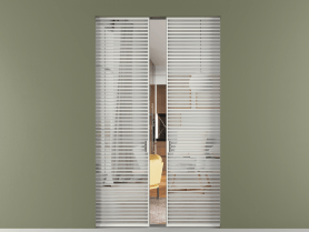 Алюминевая перегородка skr2_07_ Алюминий светло-серый Двустороннее зеркало. Цвет Алюминий светло-серый. Материал Алюминий в эмали. Коллекция Перегородка Formato скрытый пенал двустворчатая. Картинка.