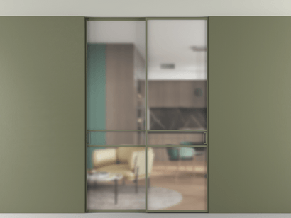 Алюминевая перегородка АЛПР 040.02_АОТ_Matelux Crystalvision_new. Цвет Алюминий оливковый тёмный. Материал Алюминий в эмали. Коллекция Перегородка Formato внутри проёма двустворчатая со скрытым креплением в потолок. Фото. Алюминевая перегородка АЛПР 040.02_АОТ_Matelux Crystalvision_new. Цвет Алюминий оливковый тёмный. Материал Алюминий в эмали. Коллекция Перегородка Formato внутри проёма двустворчатая со скрытым креплением в потолок. Картинка.