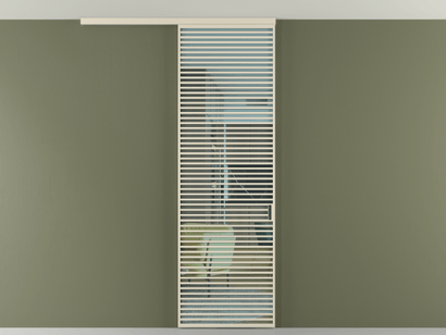 Алюминевая перегородка vd1_07 Алюминий бежево-серый Прозрачное голубое стекло, триплекс, 6мм. Цвет Алюминий бежево-серый. Материал Алюминий в эмали. Коллекция Перегородка Formato вдоль стены на потолок одностворчатая. Картинка.