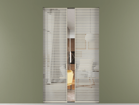 Алюминевая перегородка skr2_07_ Алюминий бежево-серый Двустороннее зеркало. Цвет Алюминий бежево-серый. Материал Алюминий в эмали. Коллекция Перегородка Formato скрытый пенал двустворчатая. Картинка.