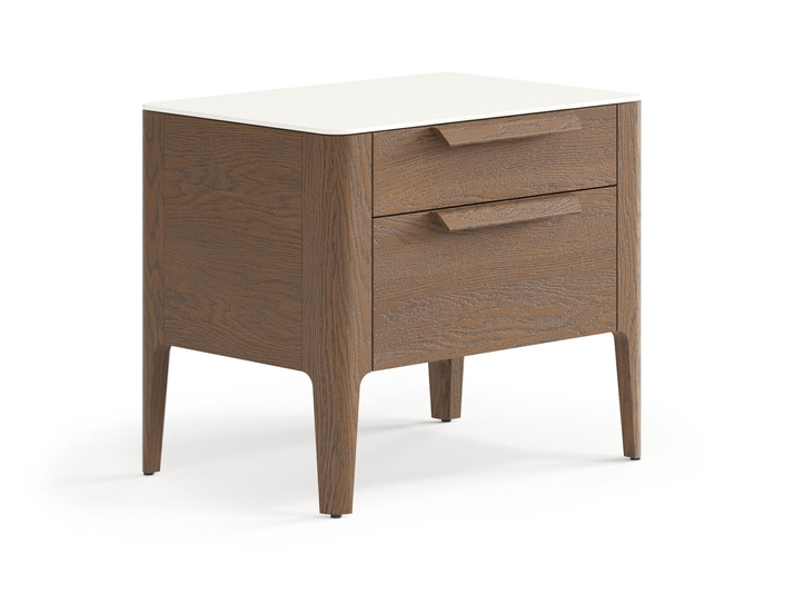 Мебель Тумба прикроватная Piega 2 ящика. Цвет Дуб туманный матовый. Материал Массив дуба матовый. Коллекция Тумба прикроватная Piega 2 ящика. Картинка.