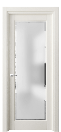 Дверь межкомнатная 0700 ДБЖ Сатинированное стекло с фацетом. Цвет Дуб жемчуг. Материал Массив дуба эмаль. Коллекция Лигнум. Картинка.