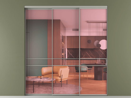 Алюминевая перегородка АЛПР 040.02_АНСР_ПРОЗ РОЗ_new. Цвет Алюминий нейтральный серый. Материал Алюминий в эмали. Коллекция Перегородка Формато внутри проёма 3 створки с синхронным механизмом. Фото. Алюминевая перегородка АЛПР 040.02_АНСР_ПРОЗ РОЗ_new. Цвет Алюминий нейтральный серый. Материал Алюминий в эмали. Коллекция Перегородка Формато внутри проёма 3 створки с синхронным механизмом. Картинка.