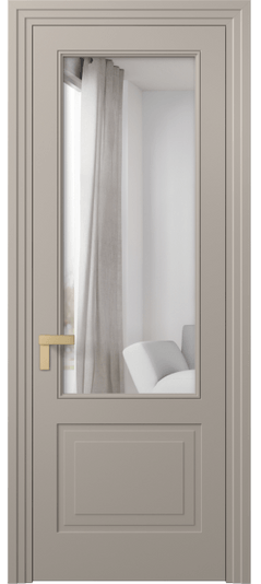 Дверь межкомнатная 8352 МБСК Двустороннее зеркало. Цвет Матовый бисквитный. Материал Гладкая эмаль. Коллекция Rocca. Картинка.