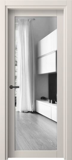 Дверь межкомнатная 2102 ПЭТБ Двустороннее зеркало. Цвет ПЭТ тёплый-белый. Материал ПЭТ. Коллекция Нео. Картинка.