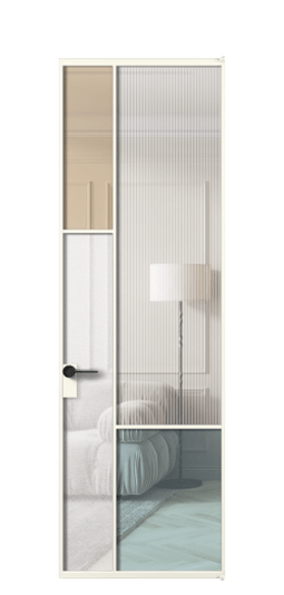 Дверь межкомнатная АЛПЛ041.13 АЖМ 4 стекла. Цвет Алюминий жемчужный. Материал Алюминий в эмали. Коллекция Мозаик. Картинка.