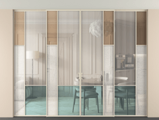 Перегородка Mosaic внутри проёма четырёхстворчатая со скрытым креплением в потолок