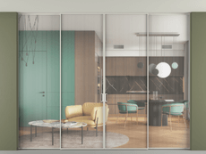 Перегородка Formato внутри проёма четырёхстворчатая со скрытым креплением в потолок