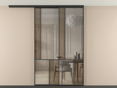 Перегородка Mosaic вдоль стены на потолок 2 створки с синхронным механизмом