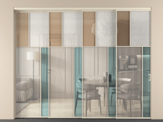 Перегородка Mosaic внутри проёма 4 створки с синхронным механизмом