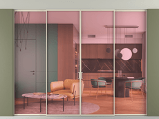 Перегородка Formato внутри проёма четырёхстворчатая со скрытым креплением в потолок