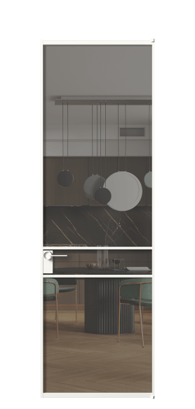 Дверь межкомнатная АЛПЛ040.02 Серый триплекс БЕЛ. Цвет Алюминий Белый. Материал Алюминий. Коллекция Формато. Картинка.